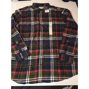 Men's St John's Bay Super Soft‎ Flannel 2XLT Pine Navy Tartan Shirt